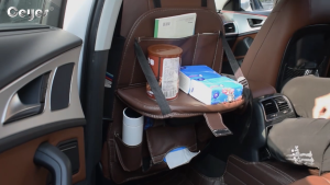 Car Large Capacity Seat Storage Bag Made Of Pu Material Foldable Tray Style