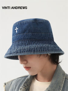 Water-washed Face-flattering Big-head Suitable Bucket Denim Fisherman Hat