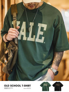 MADEN | Yale University Style Contrast Color Printed Cotton Tshirt