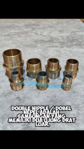DOUBLE NIPPLE 3/8 x 3/8 INCH KUNINGAN NEPEL DOBEL DRAT LUAR