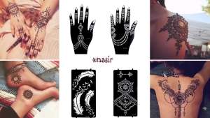 XMASIR Henna Tattoo Stencil Kit/Temporary Tattoo Template Set of 20 Sheets Indian Arabian Tattoo Stickers Mehndi Stencils for Hand Body Art