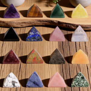 Natural Crystal Pyramid Reiki Healing Stone Amethyst Rose Quartz Obsidian Energy Pyramid Ornament Home Decor Gift