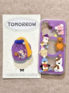 Jellycat Pearl Earphone Magnetic Absorption Stand Full Cover Eggplant Design Compatible with Apple 16 15 pro And 14 Shockproof Cases
