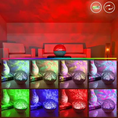 Star Projector Galaxy Projector Water wave projection lampWater Ocean Wave Projector For Bedroom Night Light Room Decor With 7-Colors Patterns