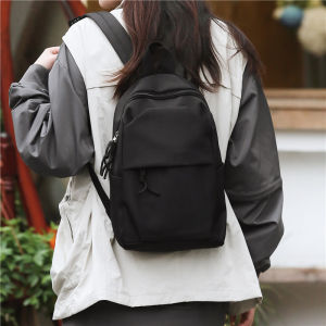 Lightweight Compact Womens Backpack Fashionable Travel Bag Simple Design Nylon Material Zipper Closure Korean Style Backpack