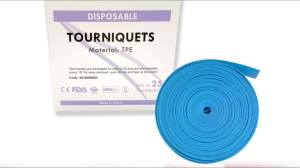 Blue Tourniquet for Medical Use: Latex Free TPE 18 Inch Roll of 25 pcs