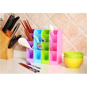Rak mini 4 sekat/ rak mini serbaguna/ rak mini multifungsi/ tempat sendok/ alat tulis kantor meja organizer table laci/ wadah stasioner unik/ rak tempat penyimpanan ATK