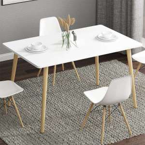Compact Scandinavian Solid Wood Leg Practical Dining Table