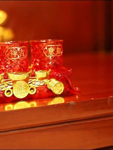 Khay Chum 3 Ly 5 Ly Đỏ Vàng Pha Lê Khay nước Bàn thờ 2 Mẫu [Bàn thờ gia tiên thần Phật ....]