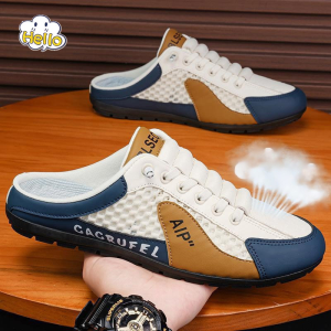 Mens Half Shoes Breathable Mesh Half Slipper Slip On Loafers Shoes For Men Casual Shoes For Men Rubber Shoes For Men