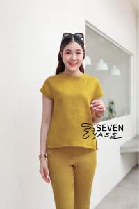 เสื้อลินินแท้100% คอเต่าแขนสั้น