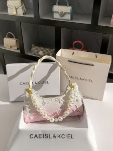 CAEISL&KCIEL Womens Gradient Pink Underarm Bag Fashion Shoulder Handbag Casual Carry-on Purse Soft Surface PU Leather