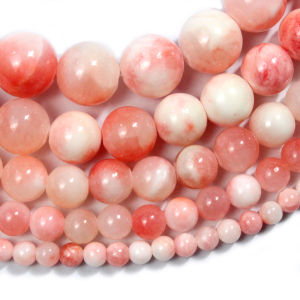 Handmade Pink White Persian Agate DIY Necklace Earrings Bracelet Women Cute Forest Series round Beads Accessories