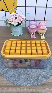 64 Pcs Ice Cube Mold Ice Lattice Ice Cube Tray with Lid and Bin 2 Pack Ice Cube Trays for Freezer
