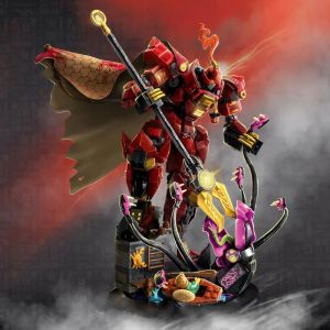 2025 New 996pcs Flame Knight Mecha Building Blocks 71846 Mecha Character Model Brick Desktop Decoration Display Toys Gifts