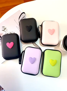 3 มิติ หัวใจ/ผีเสื้อ กระเป๋าจัดเก็บสายเคเบิล กระเป๋าเก็บหูฟัง แบบพกพา USB สายชาร์จกล่องเก็บของ EVA bagกันฝุ่น
