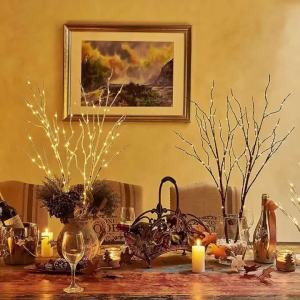 50LED Copper Wire White Birch Branch Lights Battery Powered String Lights for Bedroom Living Room Table Home Decorations