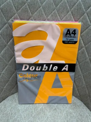กระดาษถ่ายเอกสารสี A4 Double A กระดาษสี สีสด แพ็ค 25แผ่น/100แผ่น หนา 80 แกรม (โทนสีเข้ม) กระดาษ ดับเบิ้ลเอ UBMarketing