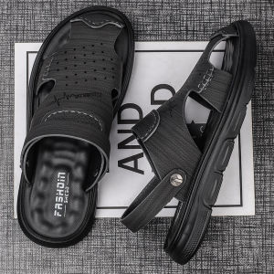 Xăng Đan Bít Mũi Dép Đi Biển Hai Công Dụng Chống Trượt Đi Bên Ngoài Mùa Hè Mẫu Nam Dép Da Thật Cho Bố Ngoài Trời Lái Xe