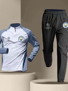 Quick Dry Sports Running Half Zipper Set Autumn Winter UEFA Champions League Manchester City Warm up Suit American Football Wear