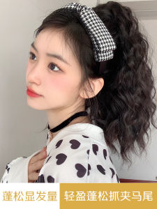 Womens High Ponytail Wig Cloud Curl Hairpiece Voluminous Long Braid Fake Tail Hair Extension Realistic Synthetic Heat Silk