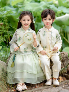 Thời Trang Sành Điệu Panda Hán Phục Bộ Trang Phục Em Gái Anh Trai Phong Cách Trung Hoa Mới Em Bé Mùa Thu Quần Áo Trẻ Em Mùa Xuân Mùa Thu Mặc Sibling Phù Hợp