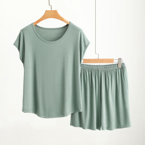 Loose Modal Sleeveless T-Shirt Set Womens Summer Casual Home Clothes round Neck Two-Piece Set Comfortable Breathable Sleepwear