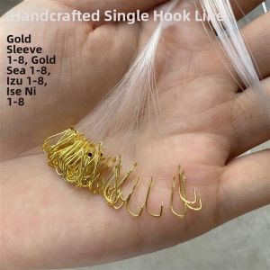 QITAOBAQI | Handcrafted Single Hook Fishing Line Gold Sleeve Gold Evening Ise hook Carp Fishing