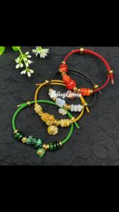 vòng tay tì hưu ngọc huyết tự nhiên vip mix đồng điếu ngọc huyết charm túi tiền ngọc huyết bọc vàng tây và charm bi cầu vàng tây vòng tay đá phong thủy hợp mệnh thổ mệnh hỏa trang sức thiết kế đủ hóa đơn thẻ bảo hành
