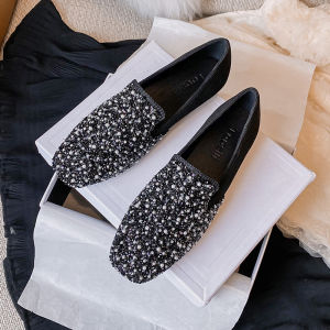 Summer Flat Bottomed Fisherman Shoes Beads Decorated Single Shoes Comfortable Large Size Womens Footwear Fashionable Casual Flats