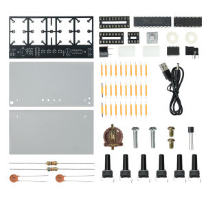 DIY Student Soldering Practice Project Kit DC 5V 4-Bit Warm LED Digital Alarm Clock Kit with Lighting Adjustment DC002 Socket