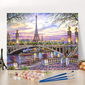 BILIBILI | Acrylic Paint By Numbers Landscape Painting By Numbers on Canvas Coloring By Number for Adults Paint Digital Art