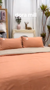 DORAMILL Plain Quilt Cover Fitted Bedsheet Set Two Tone Soft Aloe Cotton Super Single Queen King BAS