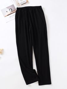 Womens Long Casual Pants Pure Cotton Thin Loose Drapey Summer Air Conditioned Straight Leg Pants Natural Waist Simple Style