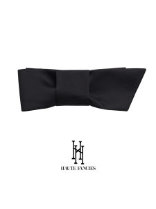 Elegant Black Satin Sash with Wide Butterfly Knot Waist Belt for Women Haute Fancies Post Concept Fashionable Accessory