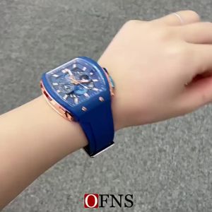 OFNS New 1203 Fashionable Mens Electronic Quartz Watch Three Eye Six Pin Chronograph Waterproof Night Light Mens Quartz Watch