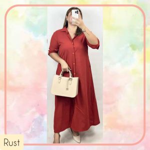 2XL TO 3XL • Plus Size Long Sleeves Maxi Polo Dress
