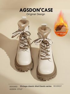 AGSDON l Winter White Boots Anti-Slip Fleece Lined Thick Sole