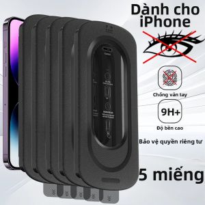 Bộ 5 Miếng Dán Bảo Vệ Màn Hình Kính Cường Lực Chống Gián Điệp Cho iPhone 16/15/14/13/12/11 Pro Max XR X XS Max - Tự Động Chống Bụi Dễ Dàng Lắp Đặt