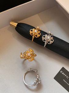 CAFFTI | Key-shaped Hollow Out Gold and Silver Inlaid Ring Luxury Design