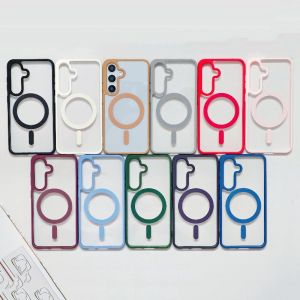 Transparent Magnetic Phone Case for Samsung Galaxy S26 S25 S24 S23 S22 Ultra Plus FE A Series Luxury Matte Macaron Colors