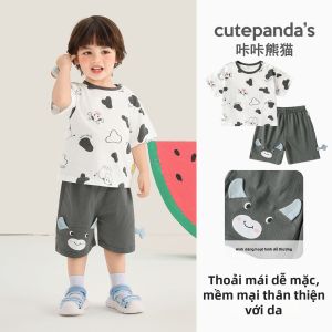 CUTEPANDAS | Bộ Đồ Hè In Hình Thú Cưng Cho Bé