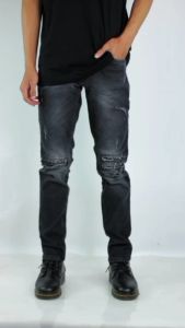 celana jeans pria panjang sobek Black Viper