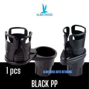 Albatross Car Cup Holder Extender Rotatable 2IN1 360° Berputar Tempat Taruh Gelas Botol HP 2 in 1 Hitam PP & Carbon untuk Mobil