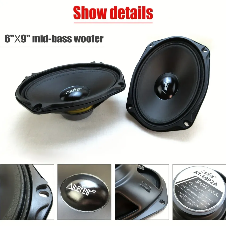 2 Pcs 6 Inch 9 Inch Car Component Speakers, 300W Max 4Ω Auto Audio