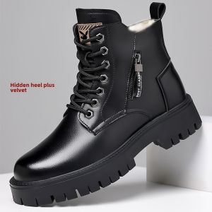 Yearcon Mens Chelsea Boots Winter Warm Fleece Lined Motorcycle Style High Top British Style Workwear Boots Casual Outdoor