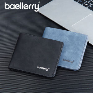 Baellerry Old School Mens Wallet Short Distressed Leather Look 6+ ช่องใส่การ์ดซิปของขวัญ