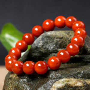 Natural Red Agate Jade Bracelet from Baoshan Nan with 108 Natural Yunnan Chuan Red Buddhist Pearls and Red Dates for Men and Women