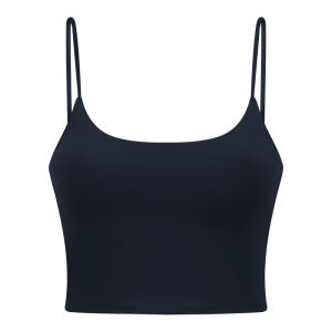 เสื้อกล้ามโยคะผ้าฝ้ายยืดสำหรับผู้หญิง เสื้อออกกำลังกายเซ็กซี่พร้อมแผ่นเสริมหน้าอก สายบาง แขนกุด ทรงสลิมฟิต