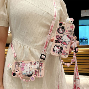 Adorable Cartoon Soft Silicone Phone Case for Vivo KT Cat Compatible X100 X90 S X80 X70 Beautiful Bracelet Lanyard Anti-Fall Full Cover Protection